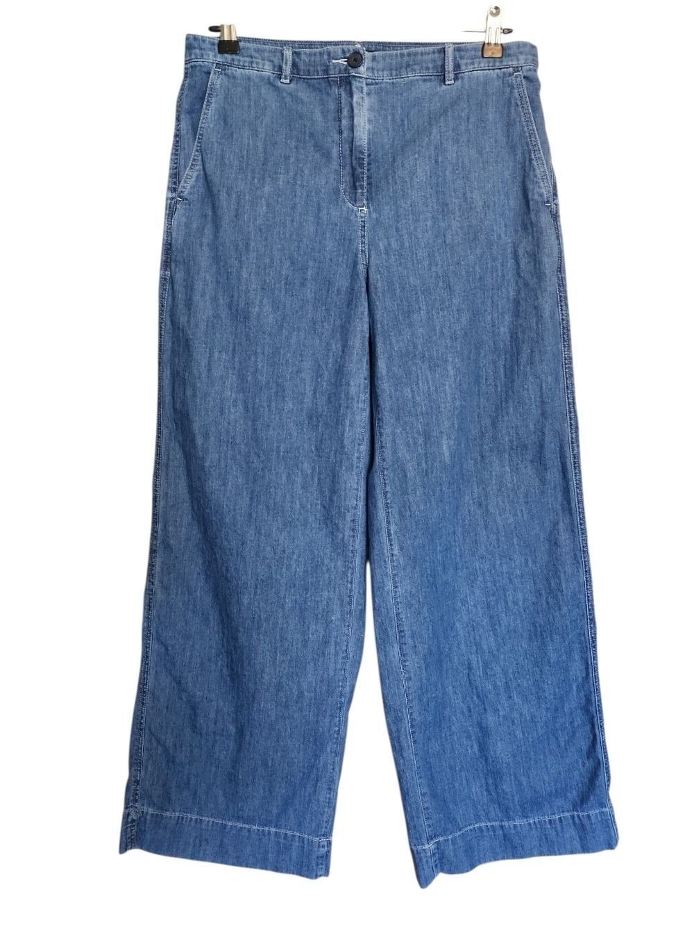 J. CREW WIDE LEG COTTON CHAMBRAY TROUSER PANT SIZE 6 - Picture 2 of 12